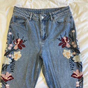 Embroidered mom jeans